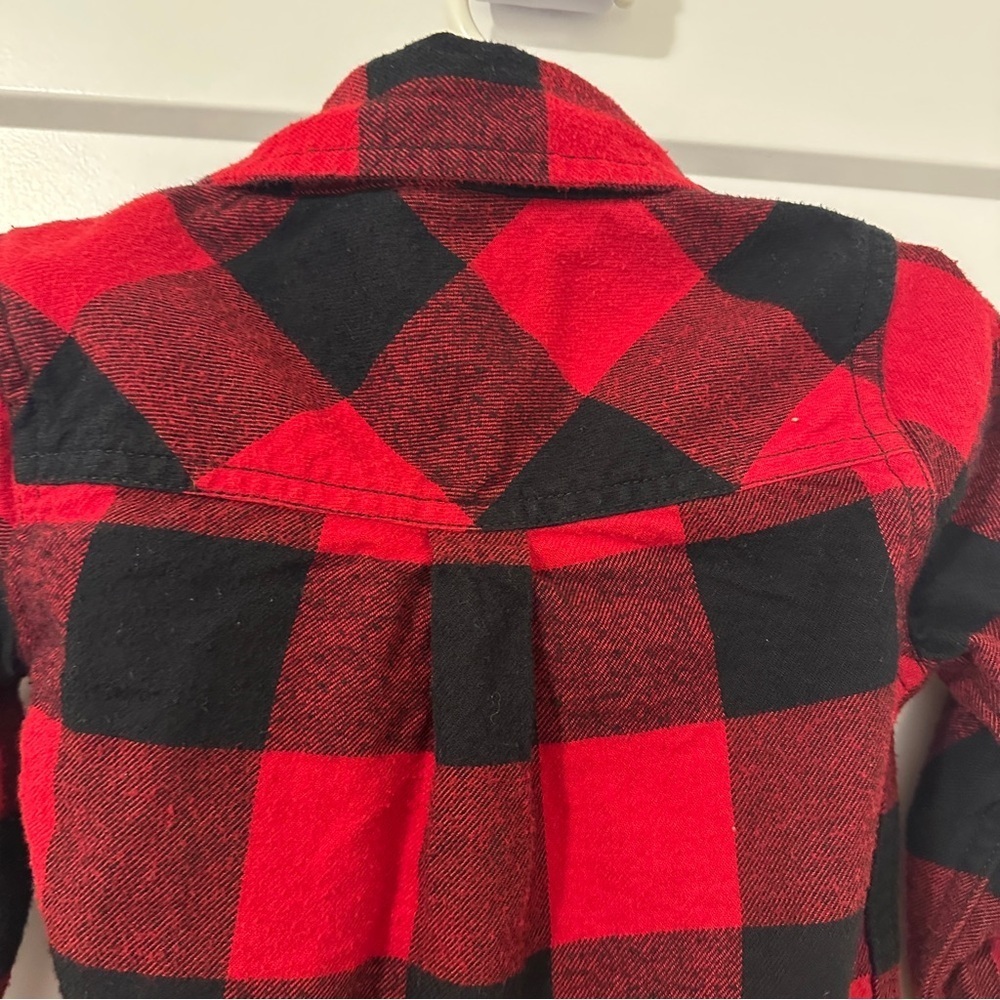 Roots Buffalo Plaid Red and Black Button Down Shirt Size 2T Toddler - Picture 8 of 10